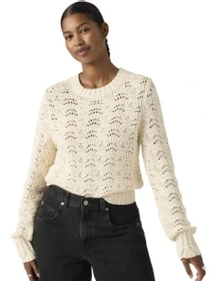 Hope Long-Sleeve Crochet Pullover in Tofu