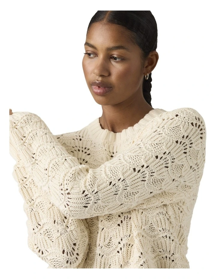 Hope Long-Sleeve Crochet Pullover in Tofu image 3