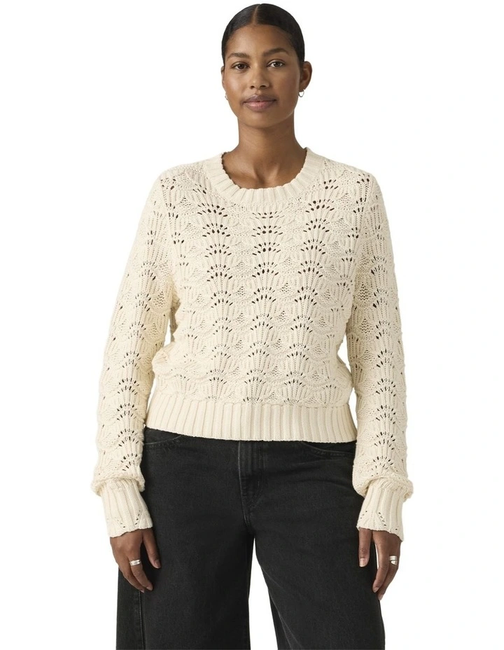 Hope Long-Sleeve Crochet Pullover in Tofu image 4