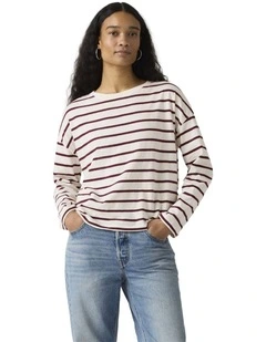 Julie Slub Long-Sleeve Tee in Tawny Port
