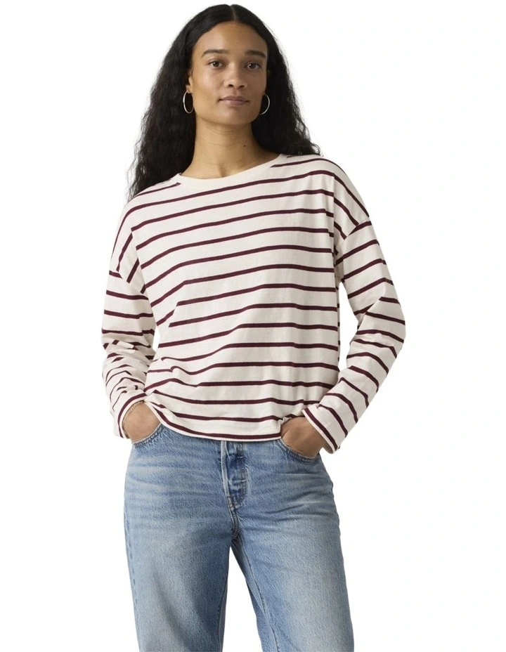 Julie Slub Long-Sleeve Tee in Tawny Port image 1