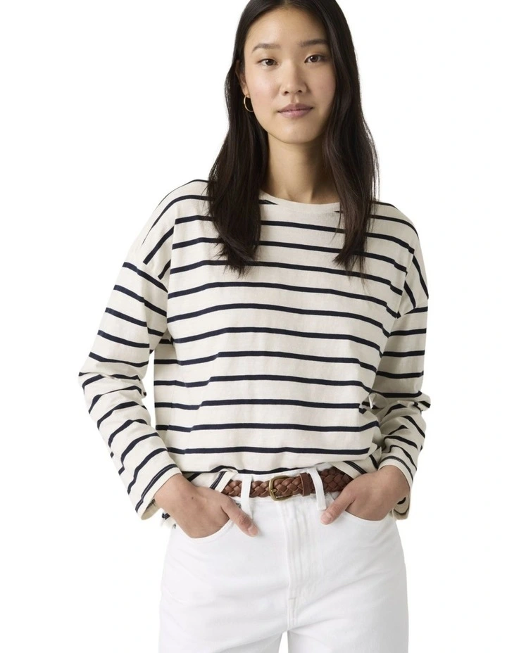 Julie Slub Long-Sleeve Tee in Navy Blazer image 1