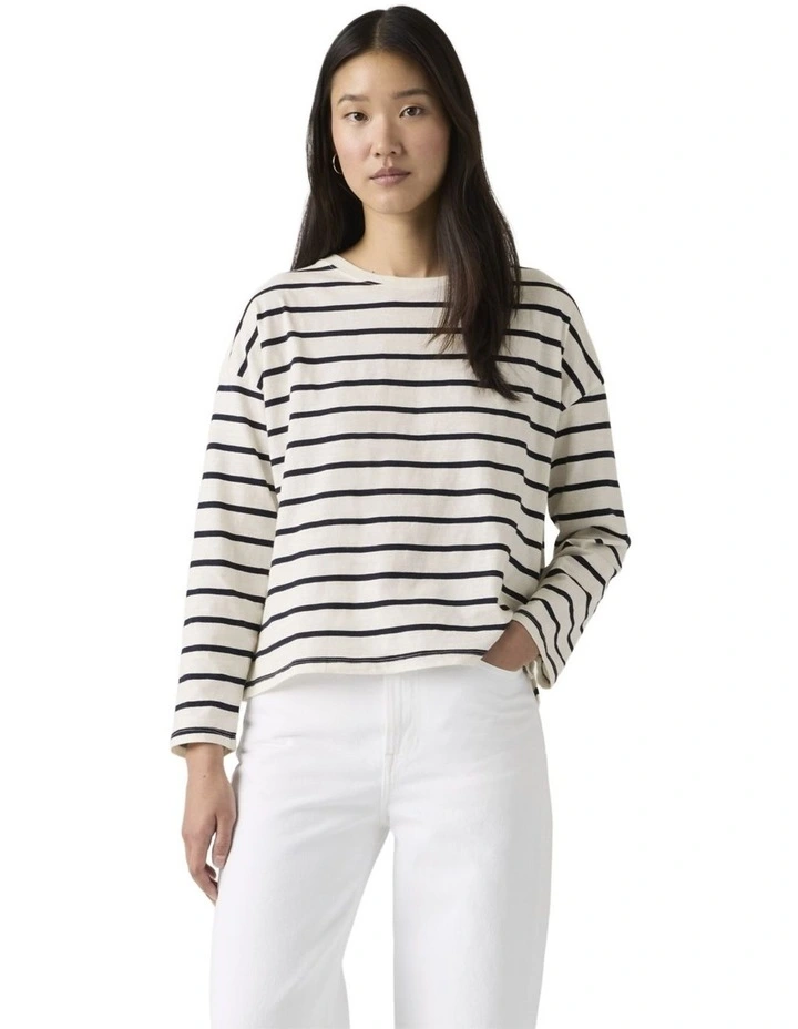 Julie Slub Long-Sleeve Tee in Navy Blazer image 4