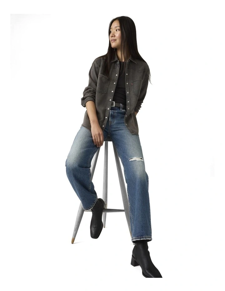 Teodora Western Shirt in Chipped Black Oyster image 3