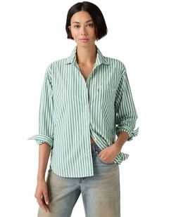 Harlie Boyfriend Shirt in Pine Green