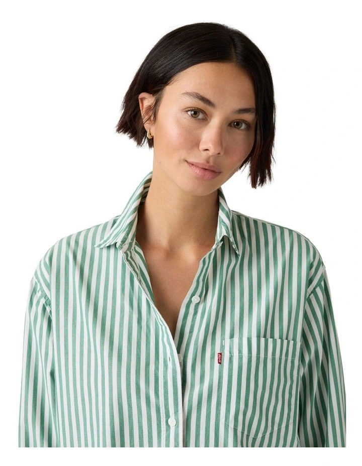 Harlie Boyfriend Shirt in Pine Green image 3