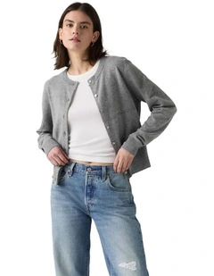 Supersoft Crewneck Cardigan in Dark Heather Gray