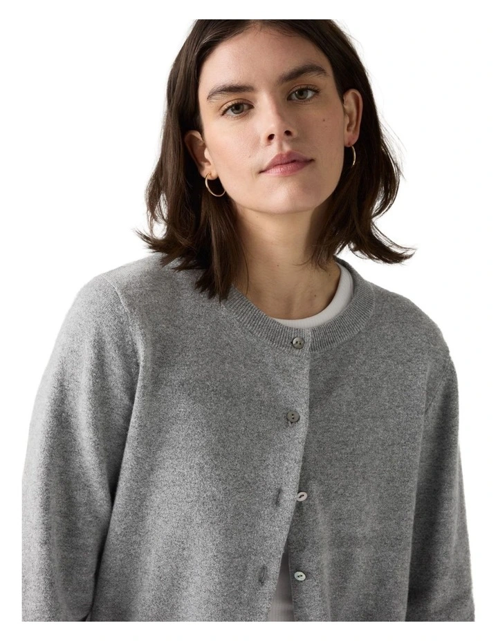 Supersoft Crewneck Cardigan in Dark Heather Gray image 3