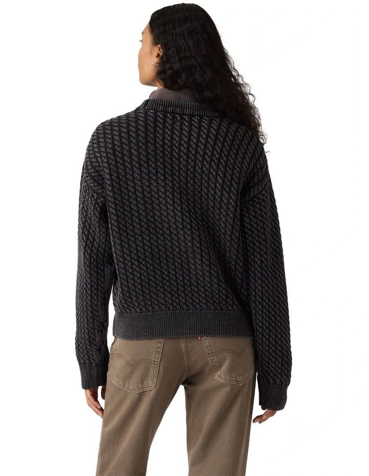 Leilah Cable Crewneck Sweater in Washed Anthracite Night image 2