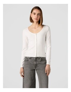 Austen Button-Up Long-Sleeve Top in Bright White