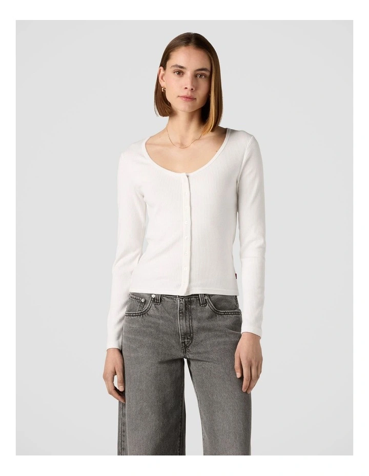 Austen Button-Up Long-Sleeve Top in Bright White image 1