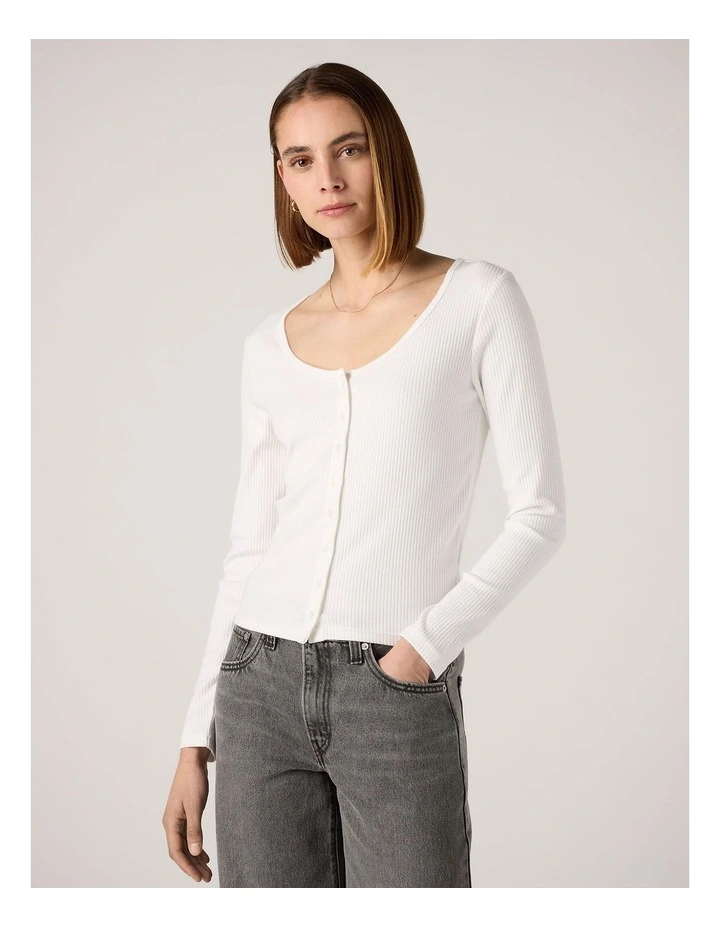 Austen Button-Up Long-Sleeve Top in Bright White image 3