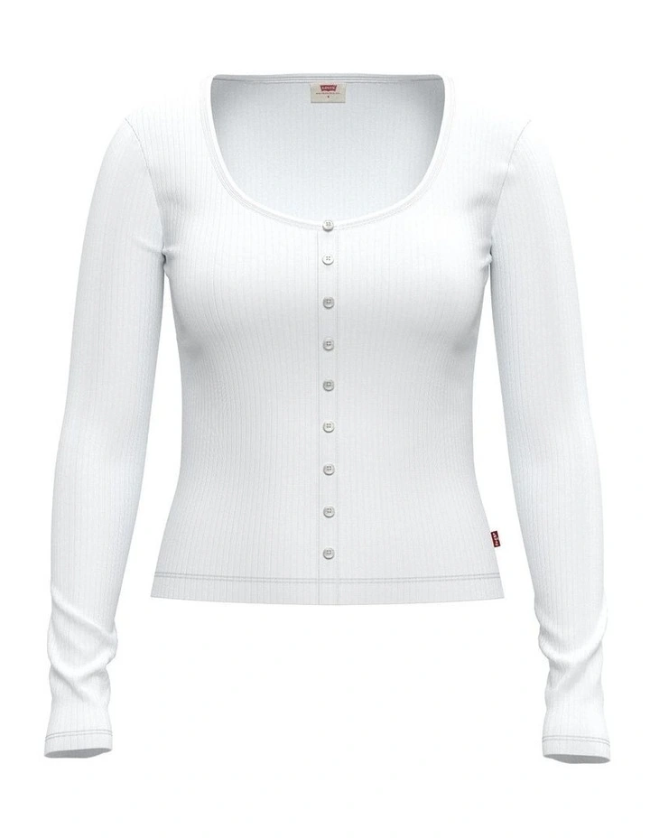 Austen Button-Up Long-Sleeve Top in Bright White image 5