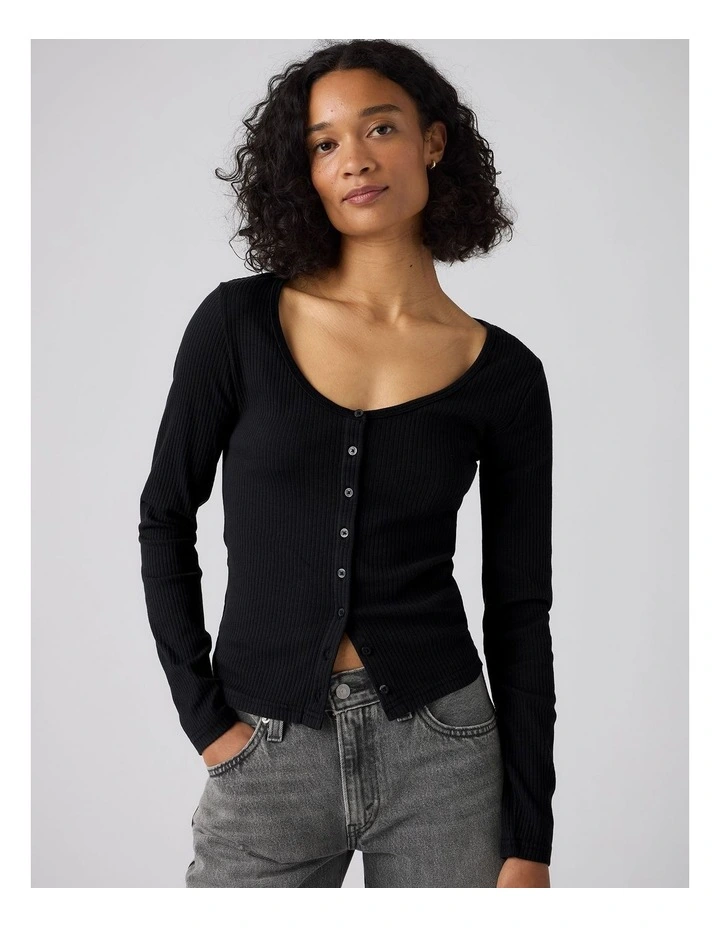 Austen Button-Up Long-Sleeve Top in Anthracite Night image 1
