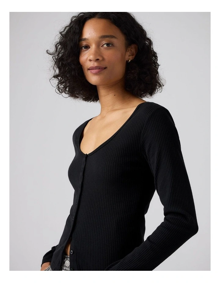 Austen Button-Up Long-Sleeve Top in Anthracite Night image 3