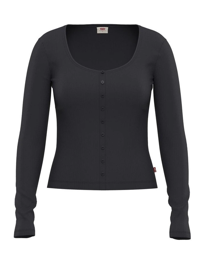 Austen Button-Up Long-Sleeve Top in Anthracite Night image 5