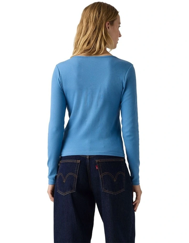 Austen Button-Up Long-Sleeve Top in Parisian Blue image 2