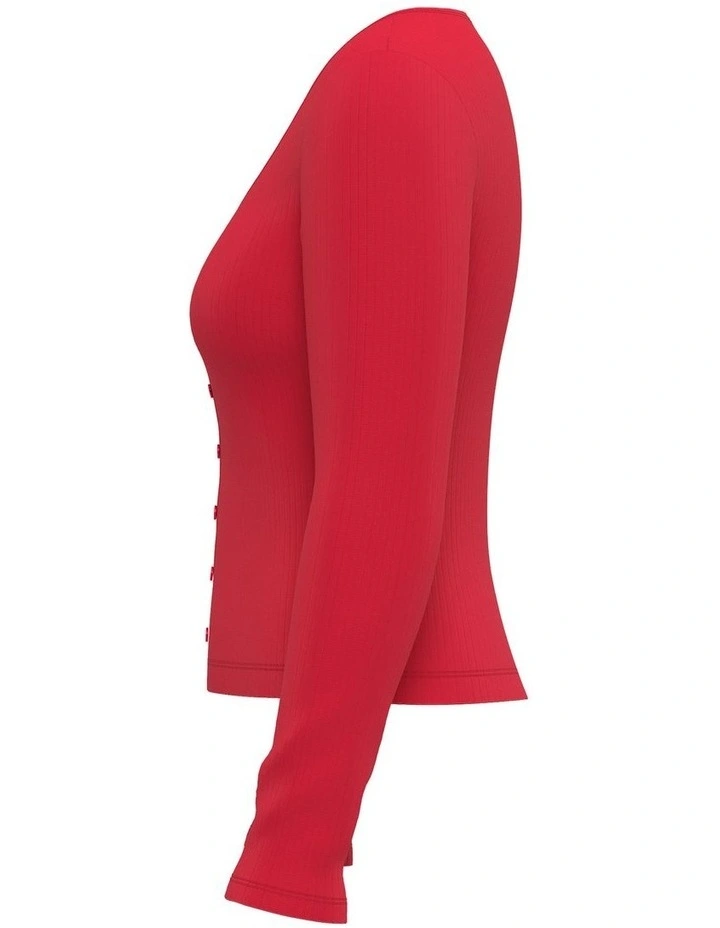 Austen Button-Up Long-Sleeve Top in True Red image 6