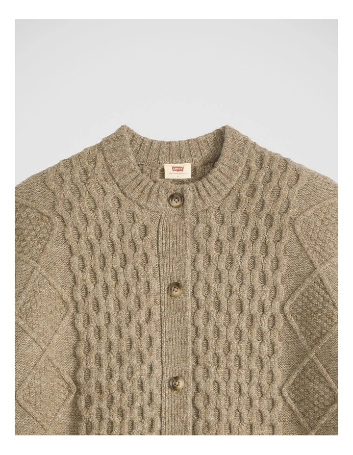 Charlotte Crewneck Cardigan inMushroom Heather image 4