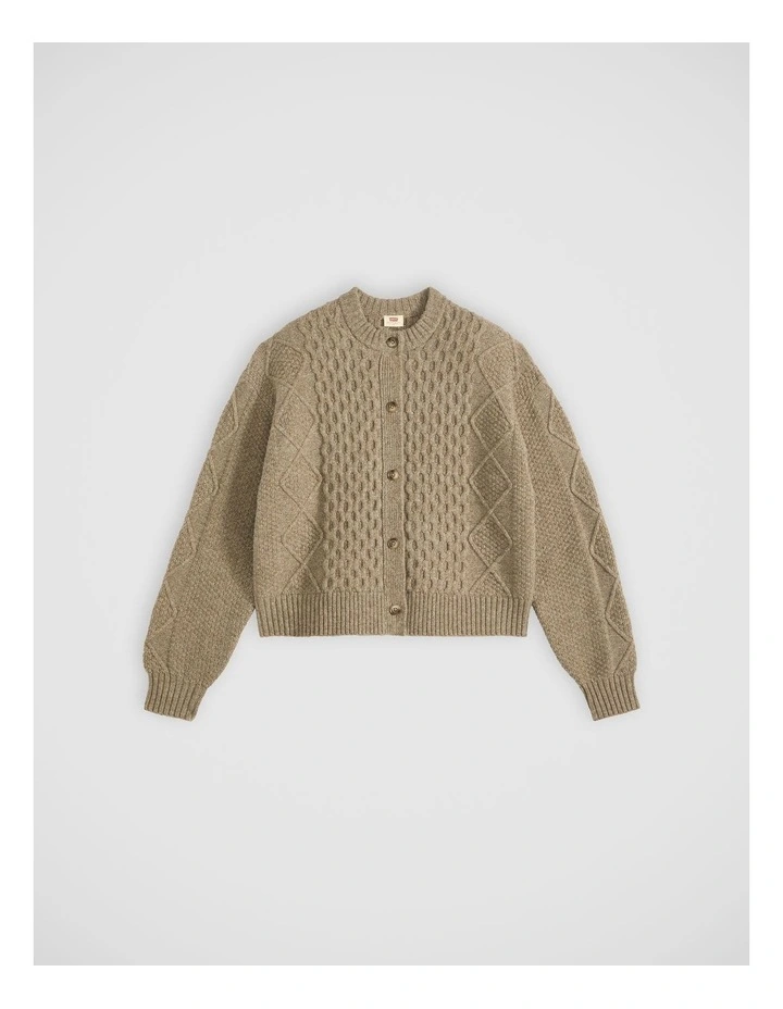 Charlotte Crewneck Cardigan inMushroom Heather image 5