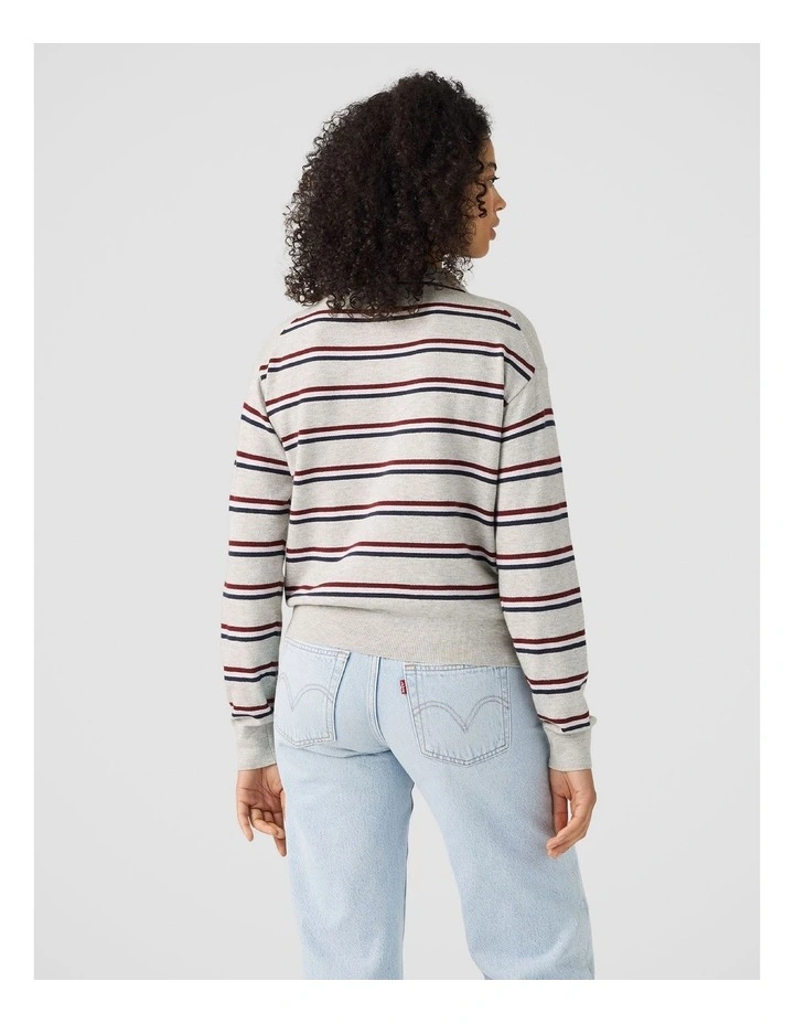 Supersoft Long-Sleeve Poloin Jade Stripe Light Grey Heather image 2