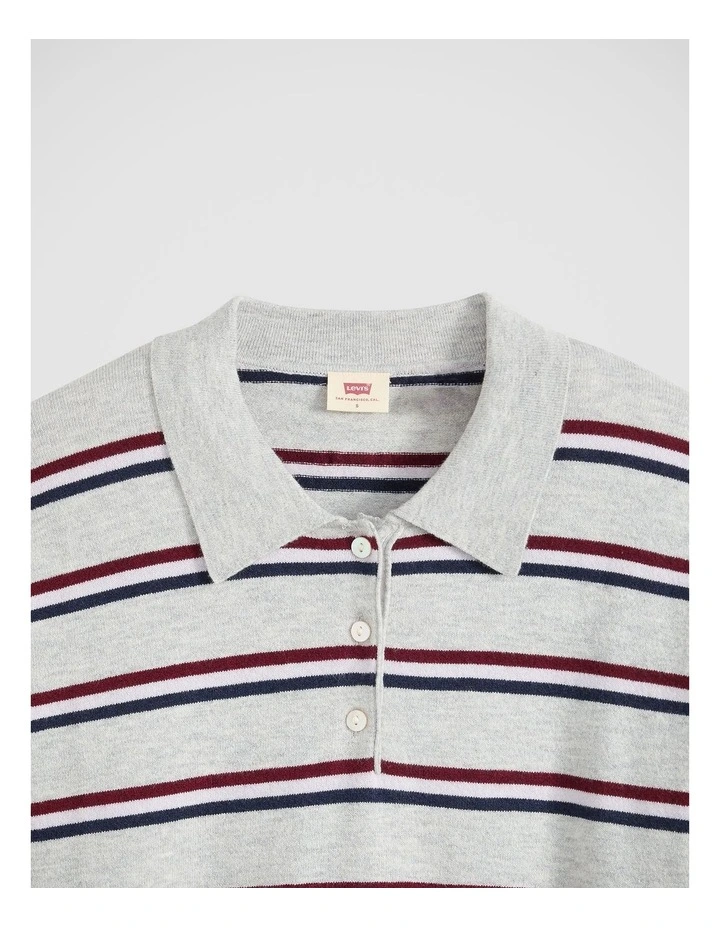 Supersoft Long-Sleeve Poloin Jade Stripe Light Grey Heather image 4