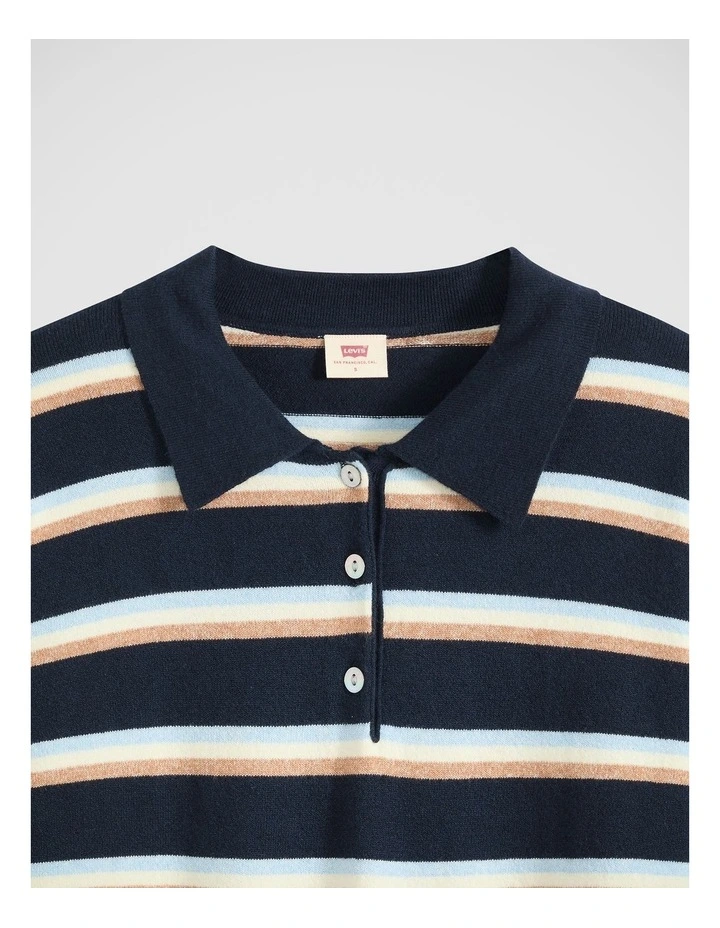 Supersoft Long-Sleeve Polo in Jade Stripe Navy Blazer image 4