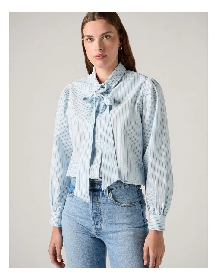 Judice Western Shirt in Sherman Stripe Angel Falls Poplin image 1