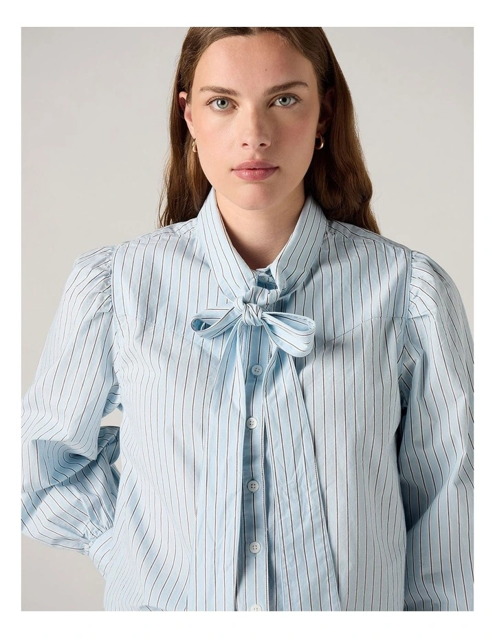 Judice Western Shirt in Sherman Stripe Angel Falls Poplin image 3