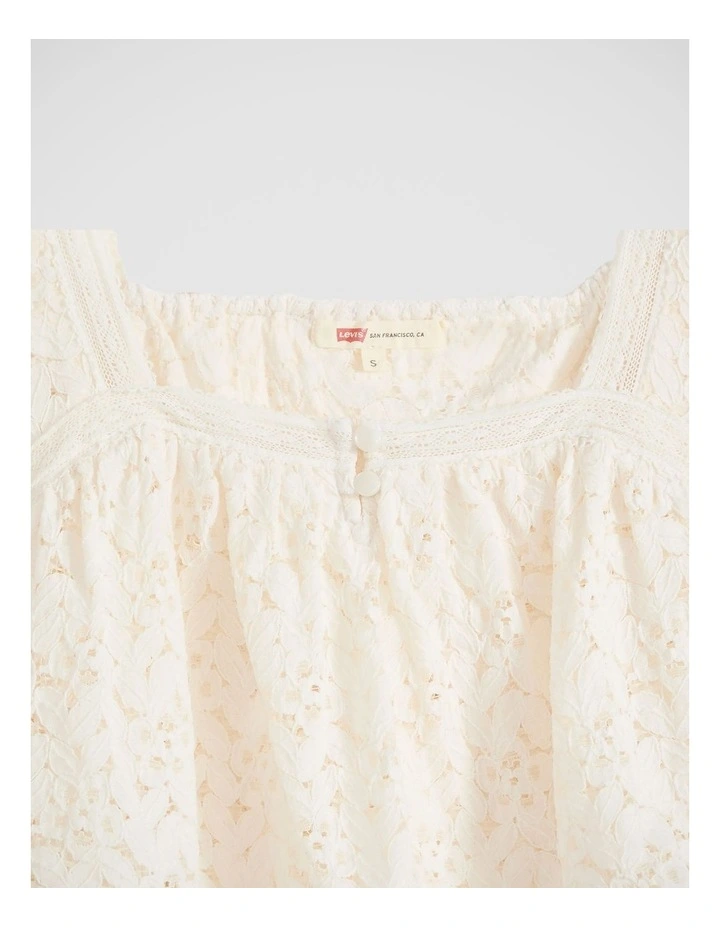 Dom Short-Sleeve Lace Blouse in Egret Lace image 3