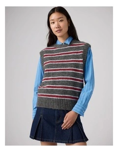 Alice Sweater Vest in Juliette Stripe Dark Grey Heather