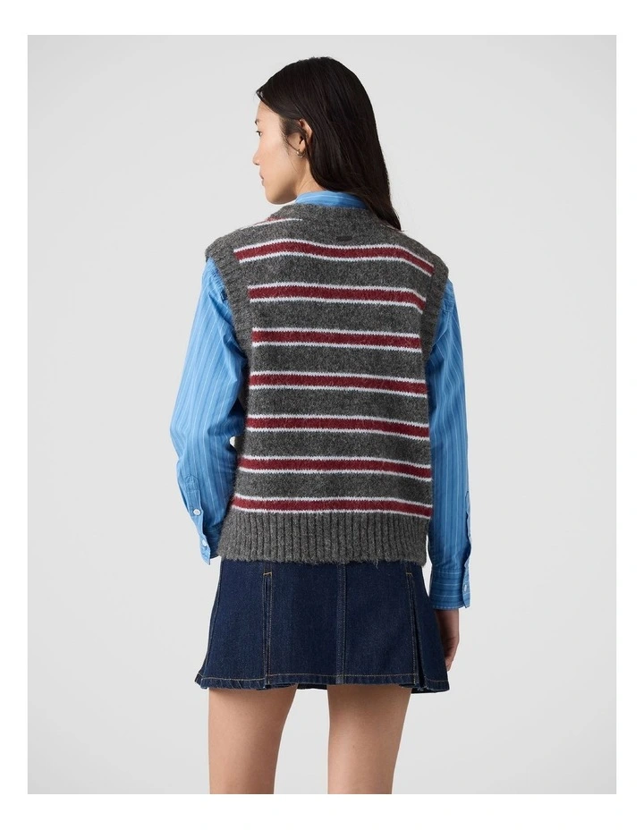 Alice Sweater Vest in Juliette Stripe Dark Grey Heather image 2