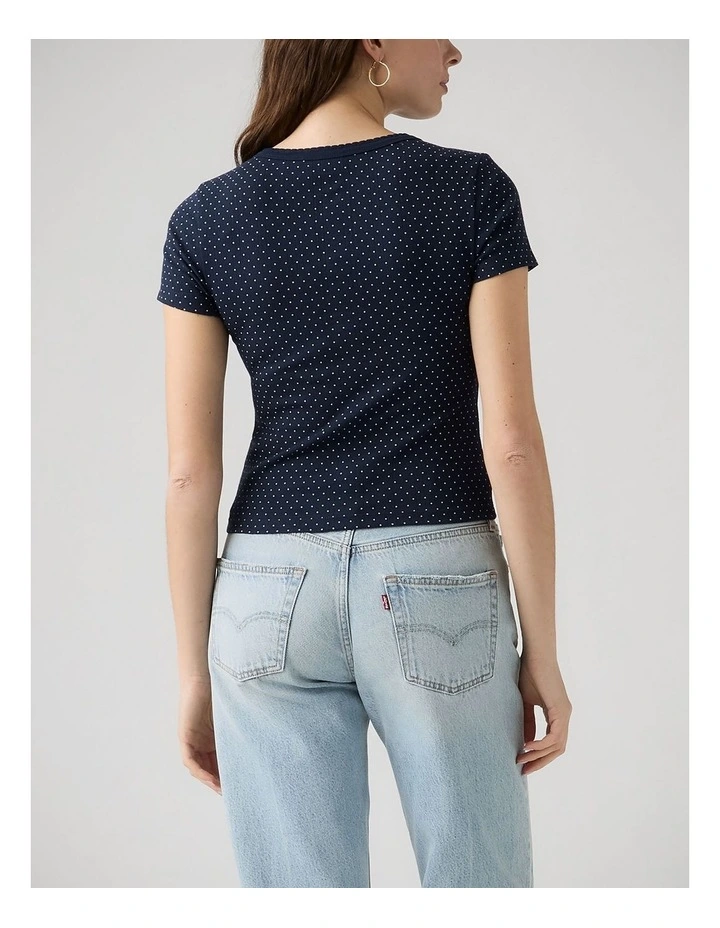 Dry Goods Pointelle Short-Sleeve Henley in Sonja Dot Navy Blazer image 2