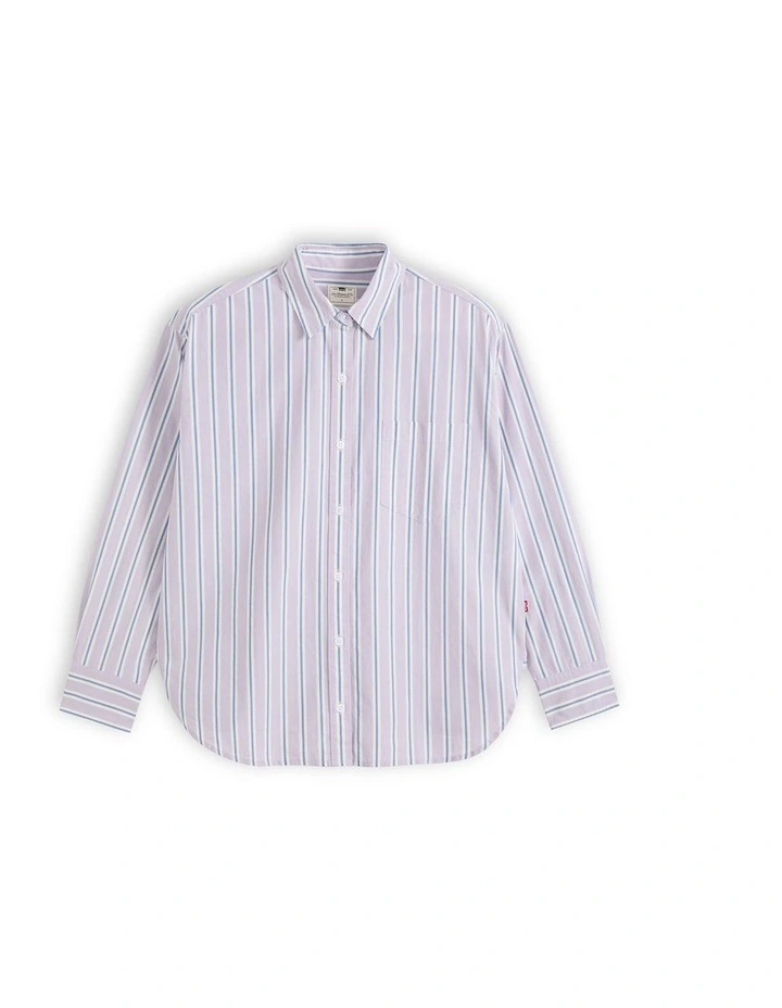 Harlie Boyfriend Shirt in Costanza Stripe Wisteria Poplin image 5