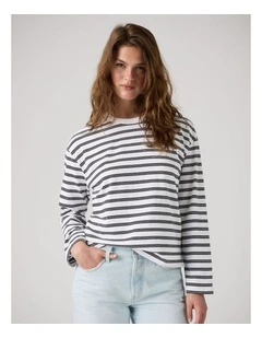 Vintage Long-Sleeve Tee in Paloma Stripe Bright White