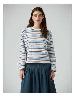 Vintage Long-Sleeve Tee in Wednesday Stripe Egret