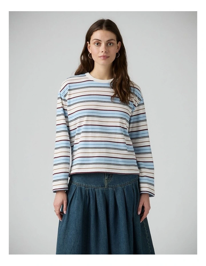 Vintage Long-Sleeve Tee in Wednesday Stripe Egret image 1