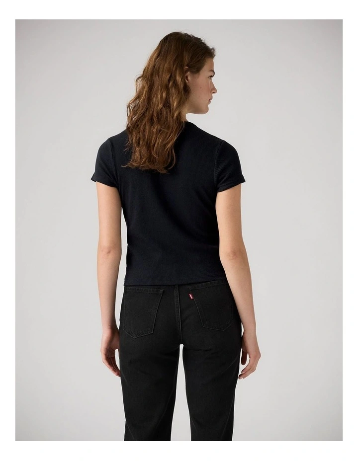 Rory Button Short-Sleeve Top inAnthracite Night Rib image 2