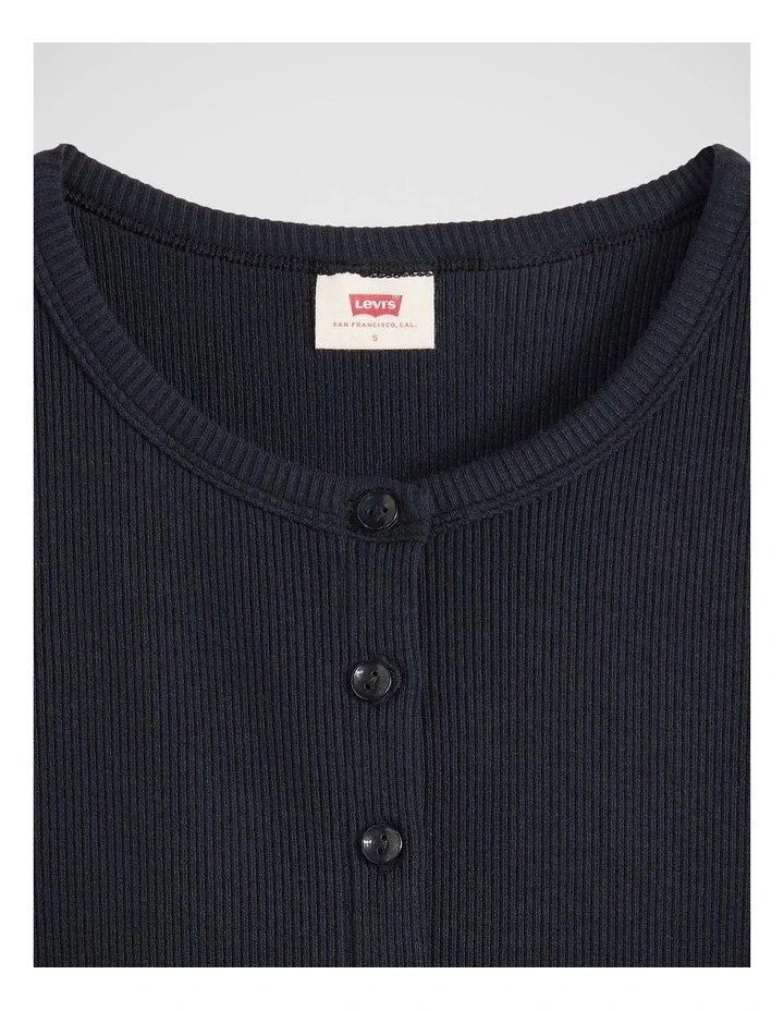 Rory Button Short-Sleeve Top inAnthracite Night Rib image 4