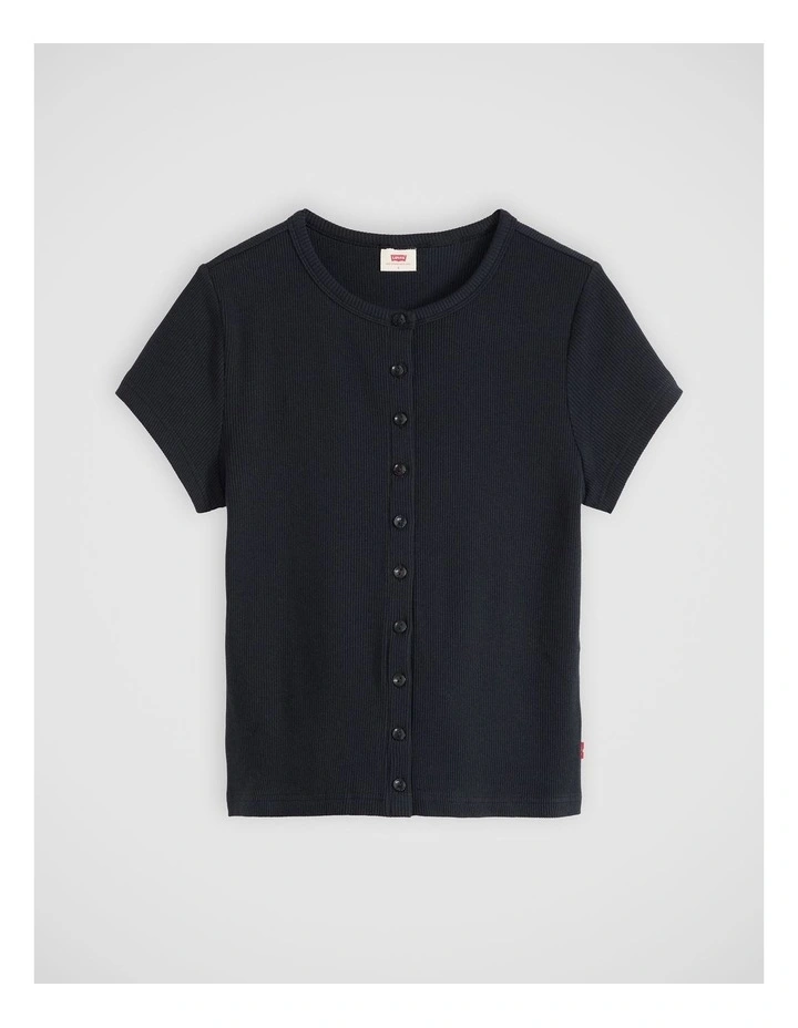 Rory Button Short-Sleeve Top inAnthracite Night Rib image 5