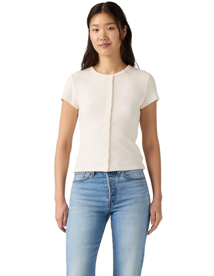 Rory Button-Through Shirt in Egret Rib image 3