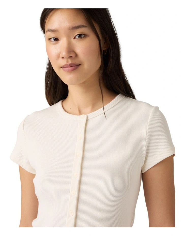 Rory Button-Through Shirt in Egret Rib image 4