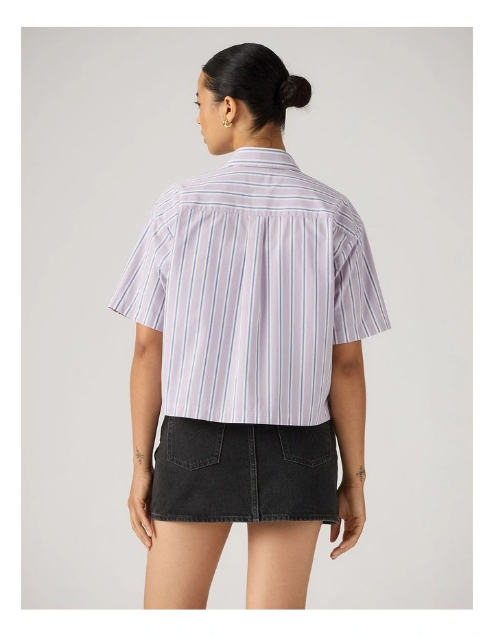 Harlie Short-Sleeve Cropped Shirt in Costanza Stripe Wisteria image 2