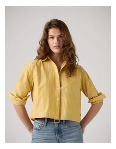 Cropped Harlie Shirt in Anouk Stripe Spicy Mustard