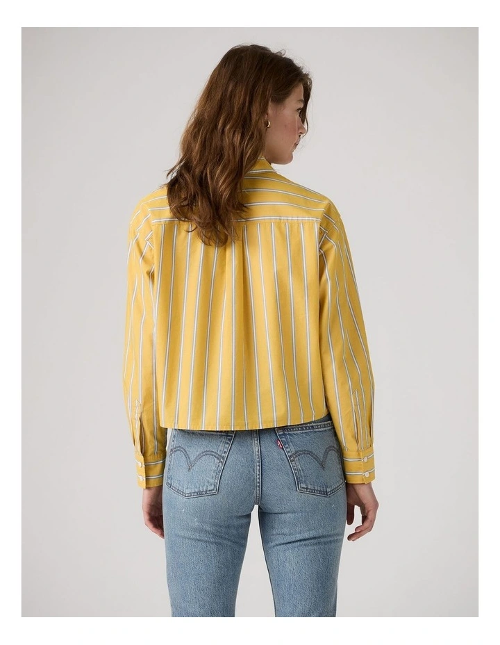 Cropped Harlie Shirt in Anouk Stripe Spicy Mustard image 2