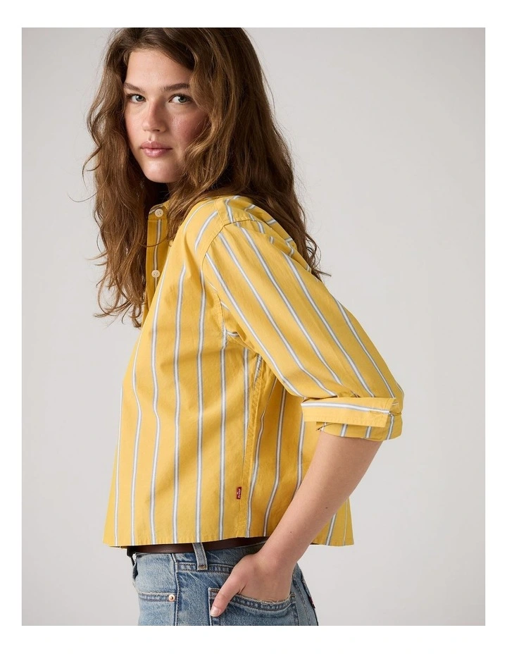Cropped Harlie Shirt in Anouk Stripe Spicy Mustard image 3