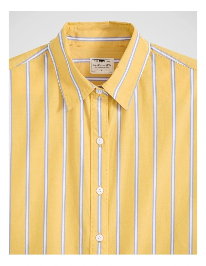 Cropped Harlie Shirt in Anouk Stripe Spicy Mustard image 5
