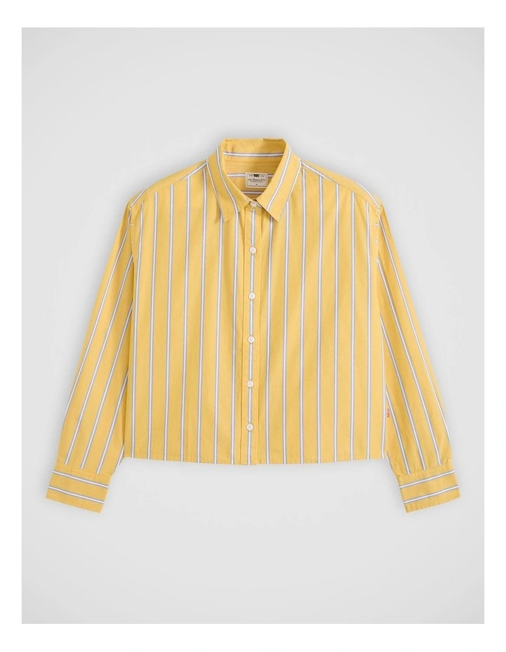 Cropped Harlie Shirt in Anouk Stripe Spicy Mustard image 6