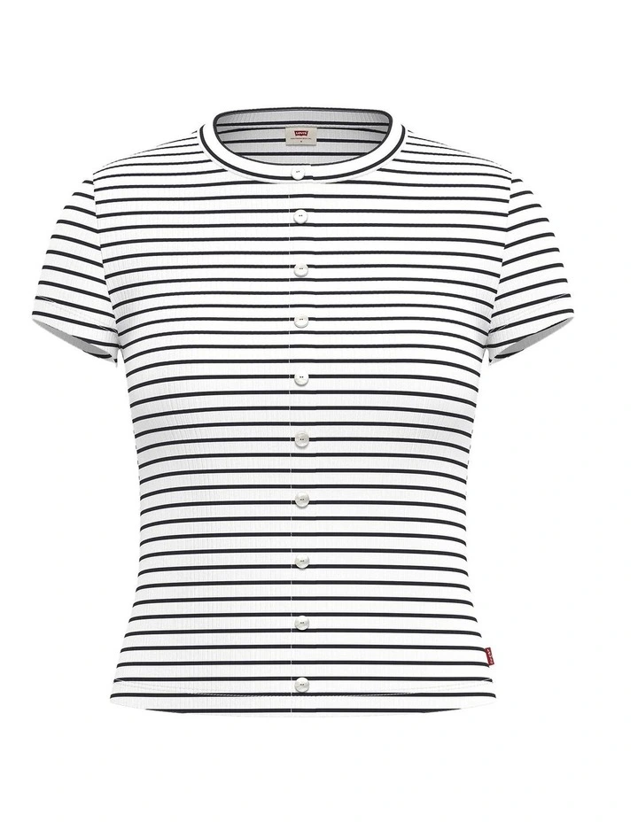 Rory Button Short-Sleeve Top in Muti image 3