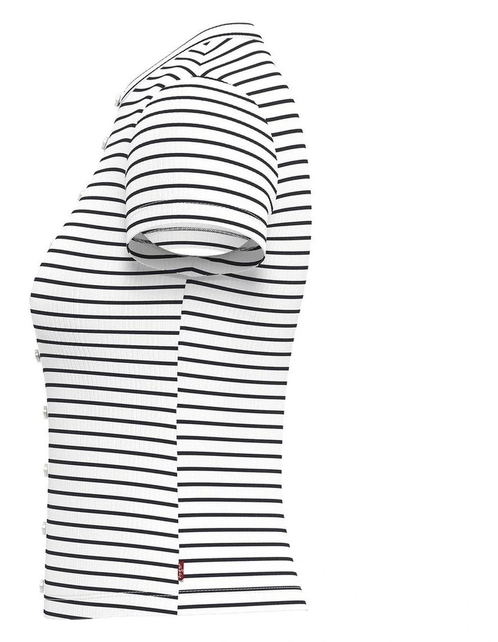 Rory Button Short-Sleeve Top in Muti image 4